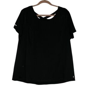 Danskin Now Plus Size black athleisure athletic short sleeve top 18W-20W (2X)